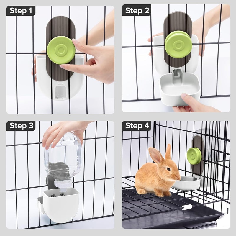 Kenond Rabbit Water Bottle,Hanging Automatic Water Dispenser for Cage (White, 28oz) - Image 5